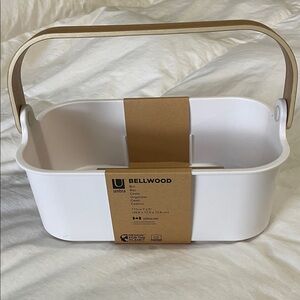 Umbra | Bellwood Bin | White Caddy with Wooden Handle